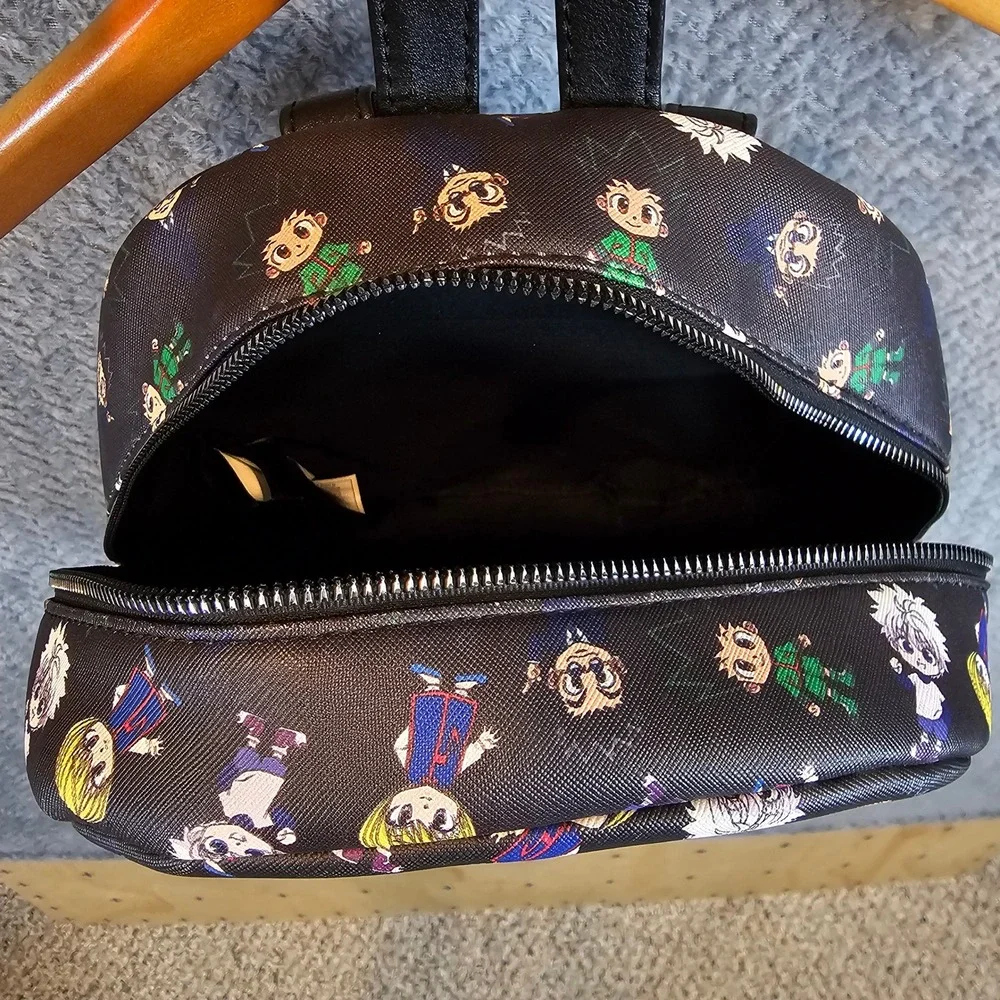 Hunter x Hunter Chibi Character All Over Print Mini Backpack Black Faux Leather - Picture 4 of 5
